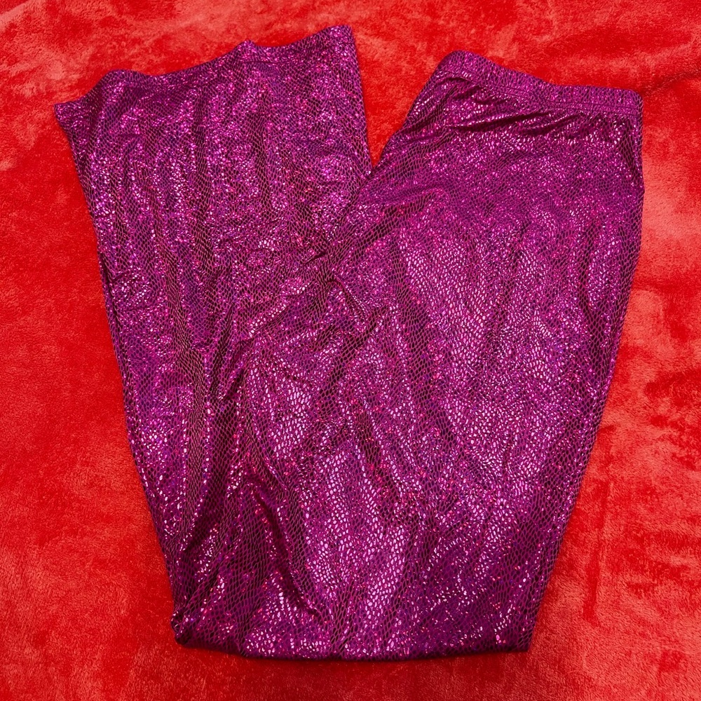 Shein Pink Sparkle Glittery Flared Leggings